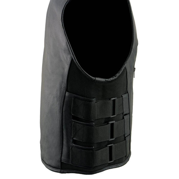 Milwaukee Leather Men's Creeper Black Triple Strap Leather Motorcycle Vest - LKM3791