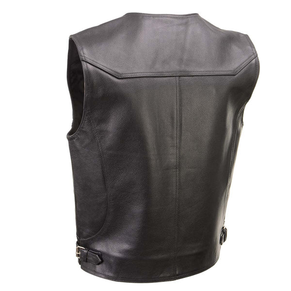 Milwaukee Leather Men's Road King Black Cowhide Leather Motorcycle Vest - LKM3793