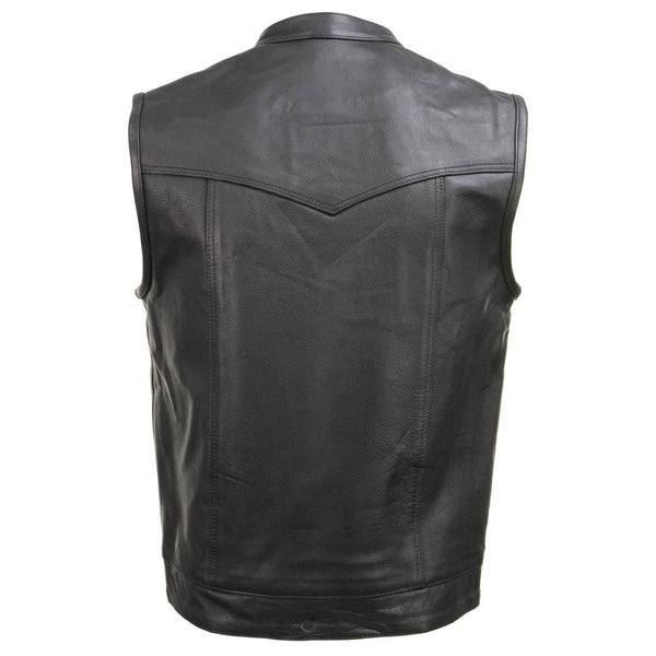 Milwaukee Leather Men's Quick Draw Black Cowhide Leather Motorcycle Vest - LKM3794