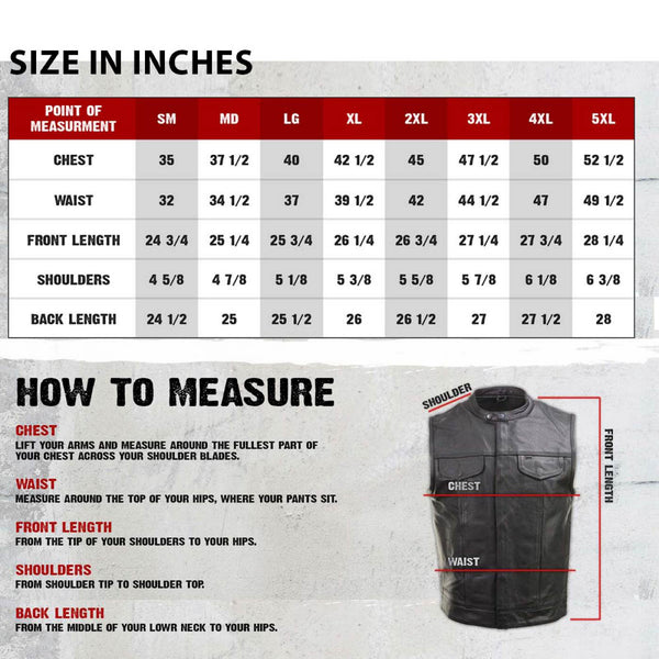 Milwaukee Leather Men's Quick Draw Black Cowhide Leather Motorcycle Vest - LKM3794