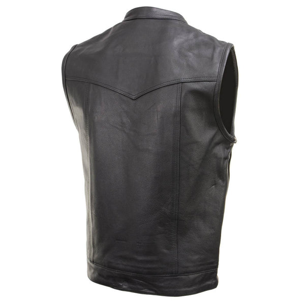 Milwaukee Leather Men's Quick Draw Black Cowhide Leather Motorcycle Vest - LKM3794