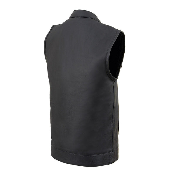 Milwaukee Leather LKY3850 Youth Size Black Leather Open Neck Club Style Motorcycle Riders Vest
