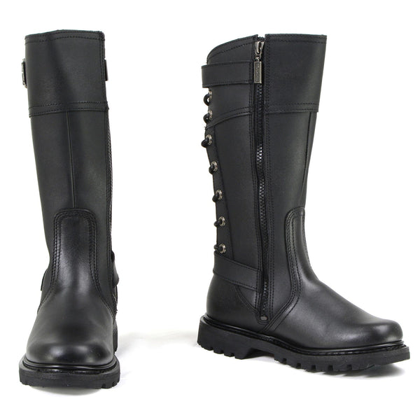 MMCC MB255 Women's Dream Girl Black Leather Biker Boots - Riding Footwear