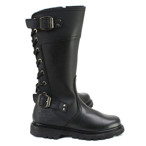 MMCC MB255 Women's Dream Girl Black Leather Biker Boots - Riding Footwear
