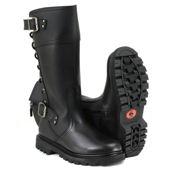 MMCC MB255 Women's Dream Girl Black Leather Biker Boots - Riding Footwear