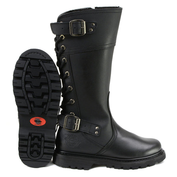 MMCC MB255 Women's Dream Girl Black Leather Biker Boots - Riding Footwear