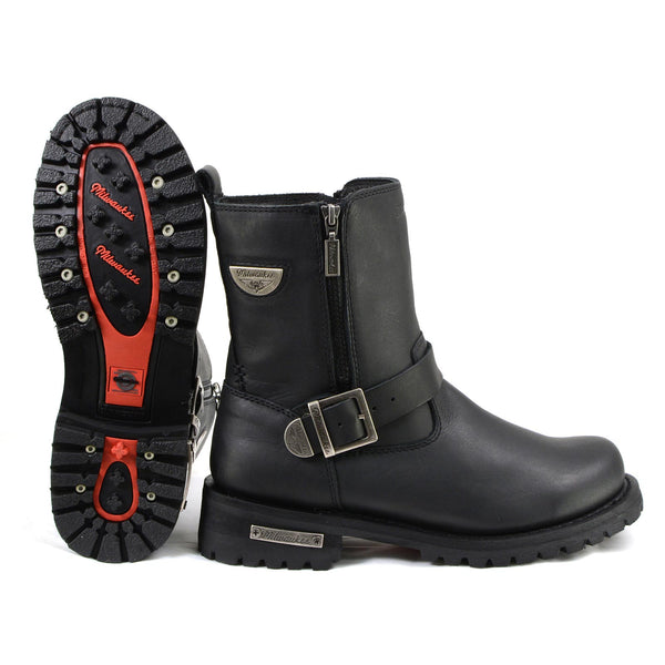MMCC MB407 Men's Afterburner Black Leather Biker Boots - Riding Footwear