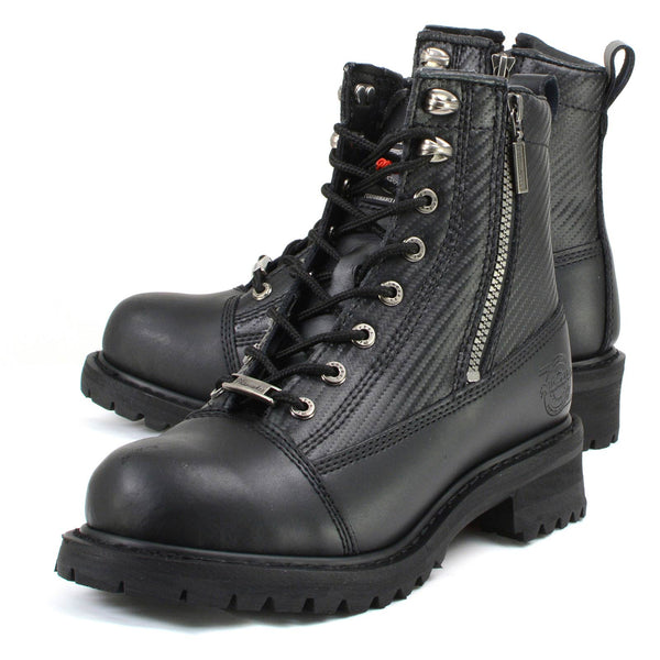 MMCC MB408 Men's Accelerator Black Leather Biker Boots - Riding Footwear