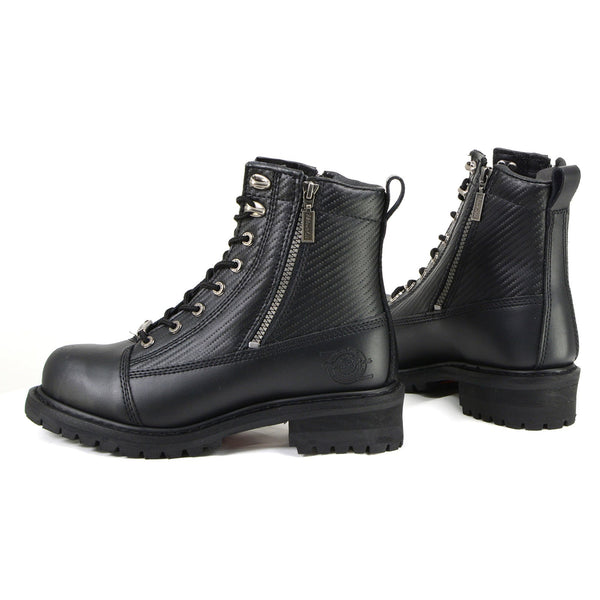 MMCC MB408 Men's Accelerator Black Leather Biker Boots - Riding Footwear
