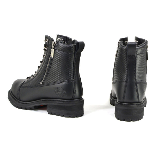 MMCC MB408 Men's Accelerator Black Leather Biker Boots - Riding Footwear