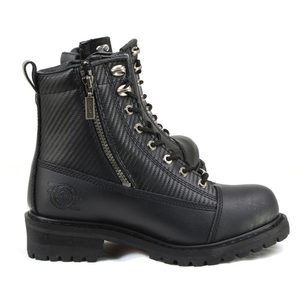 MMCC MB408 Men's Accelerator Black Leather Biker Boots - Riding Footwear