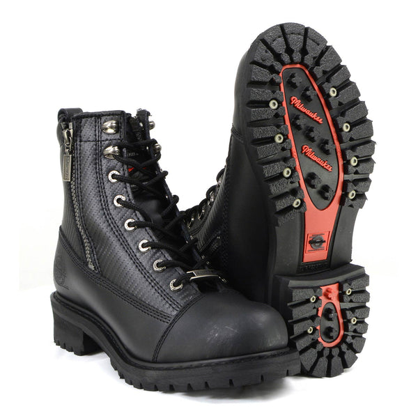 MMCC MB408 Men's Accelerator Black Leather Biker Boots - Riding Footwear