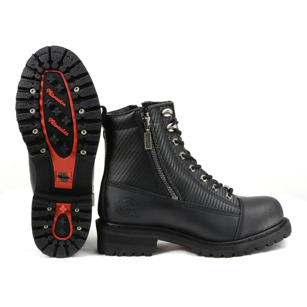 MMCC MB408 Men's Accelerator Black Leather Biker Boots - Riding Footwear