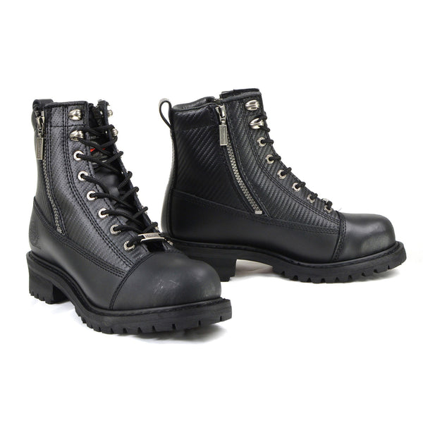 MMCC MB408 Men's Accelerator Black Leather Biker Boots - Riding Footwear
