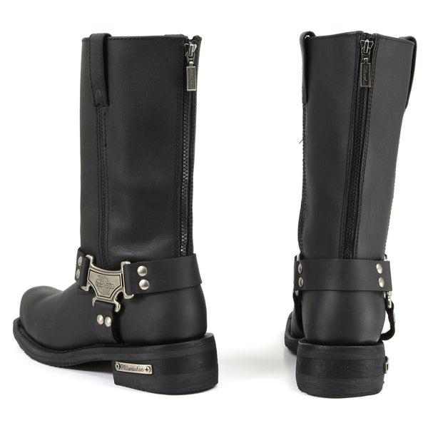 MMCC MB410 Men's Classic Harness Black Leather Biker Boots - Riding Footwear
