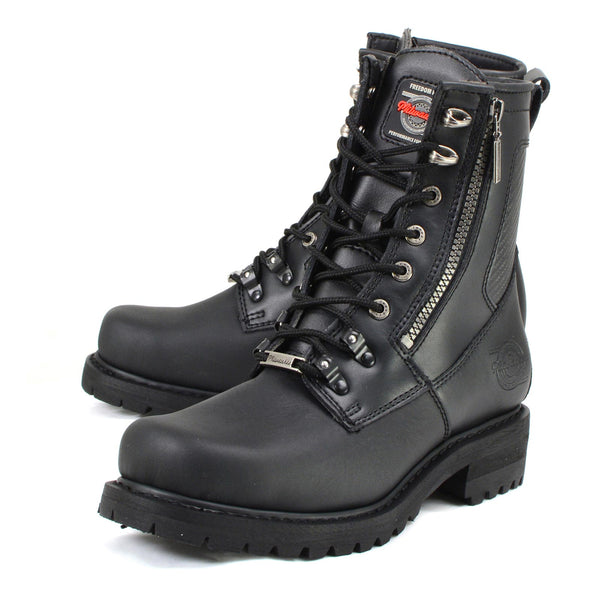 MMCC MB416 Men's Trooper Black Leather Biker Boots - Riding Footwear