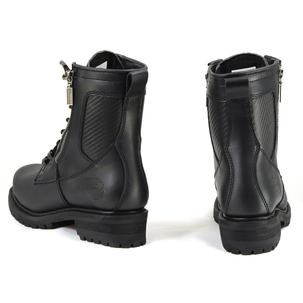 MMCC MB416 Men's Trooper Black Leather Biker Boots - Riding Footwear