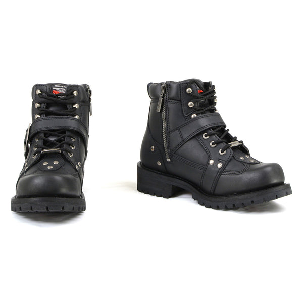 MMCC MB433 Men's Road Captain Black Leather Biker Boots - Riding Footwear