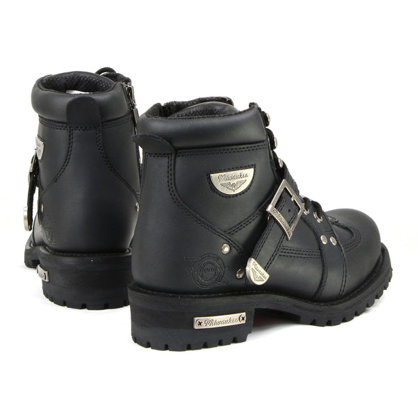 MMCC MB433 Men's Road Captain Black Leather Biker Boots - Riding Footwear
