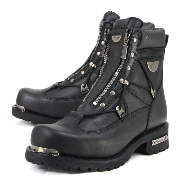 MMCC MB440 Men's Throttle Black Leather Biker Boots - Riding Footwear