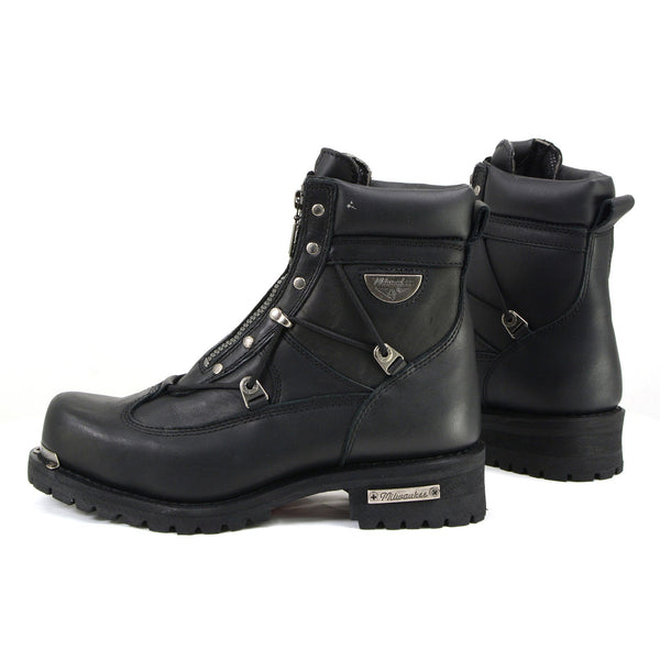 MMCC MB440 Men's Throttle Black Leather Biker Boots - Riding Footwear