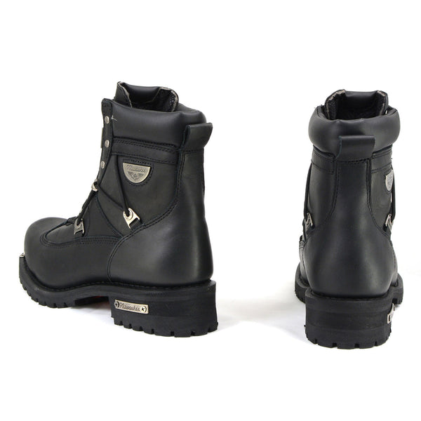 MMCC MB440 Men's Throttle Black Leather Biker Boots - Riding Footwear
