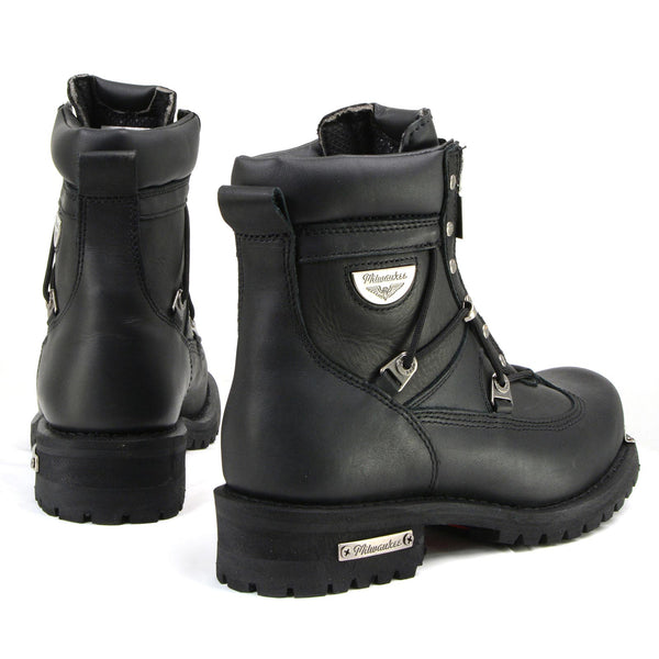 MMCC MB440 Men's Throttle Black Leather Biker Boots - Riding Footwear