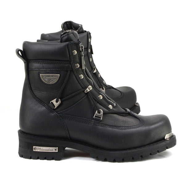 MMCC MB440 Men's Throttle Black Leather Biker Boots - Riding Footwear