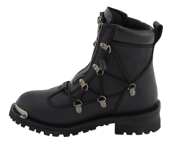 Milwaukee Leather MBL9375 Women's Premium Black Leather Diamond 6-Inch Twin Zipper Lock Motorcycle Riding Boots