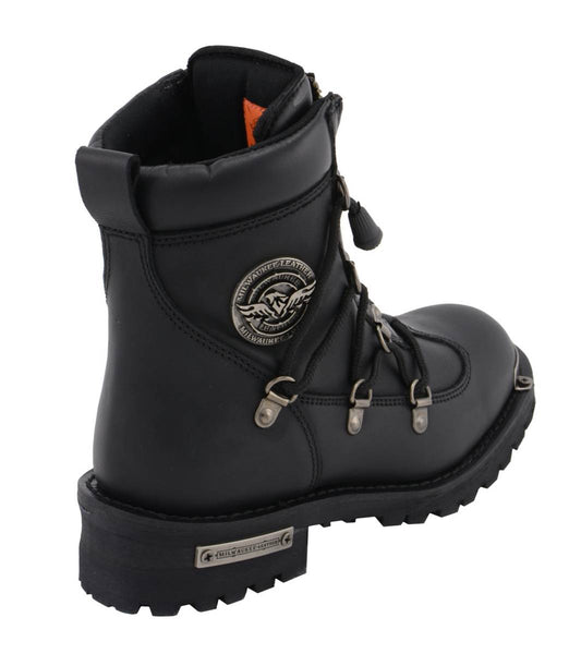 Milwaukee Leather MBL9375 Women's Premium Black Leather Diamond 6-Inch Twin Zipper Lock Motorcycle Riding Boots