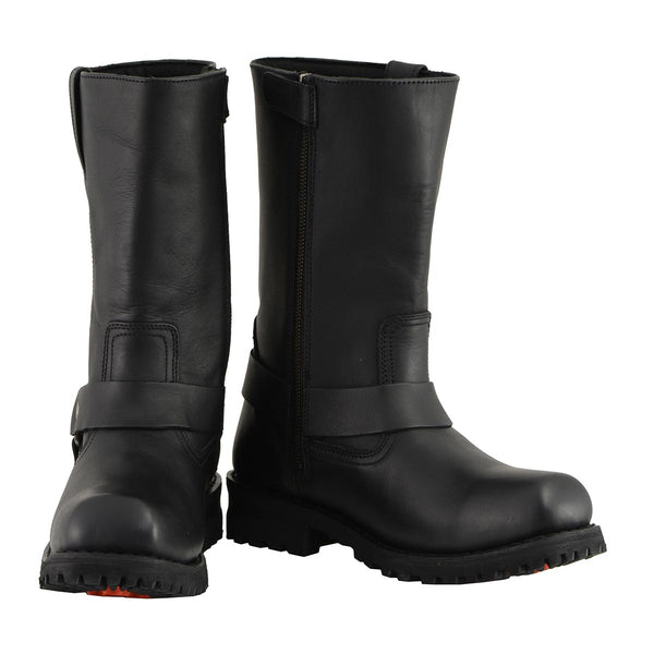 Milwaukee Leather Men’s Classic Harness 11-Inch Motorcycle Boots – Premium Cowhide, Wide-Width Sizes MBM131W