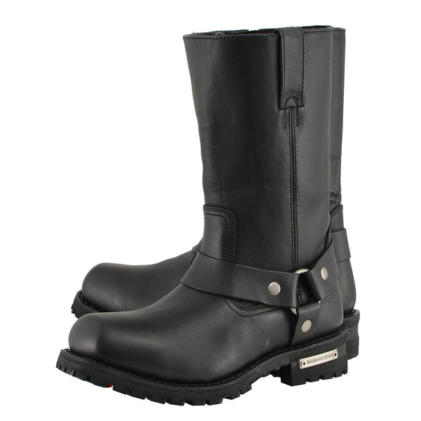 Milwaukee Leather Men’s Classic Harness 11-Inch Motorcycle Boots – Premium Cowhide, Road & Rally Ready MBM131