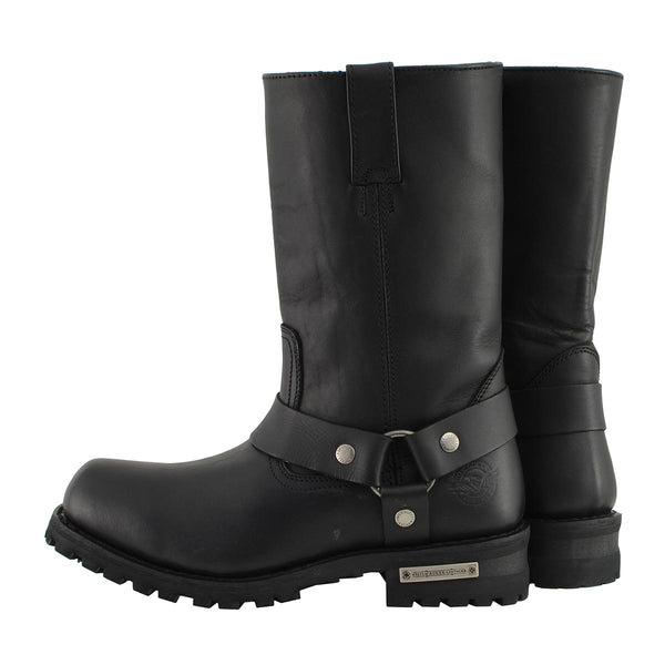 Milwaukee Leather Men’s Classic Harness 11-Inch Motorcycle Boots – Premium Cowhide, Wide-Width Sizes MBM131W