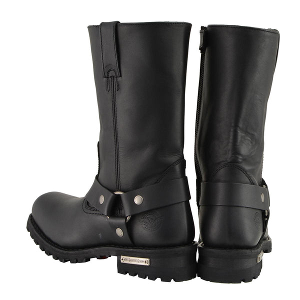 Milwaukee Leather Men’s Classic Harness 11-Inch Motorcycle Boots – Premium Cowhide, Wide-Width Sizes MBM131W