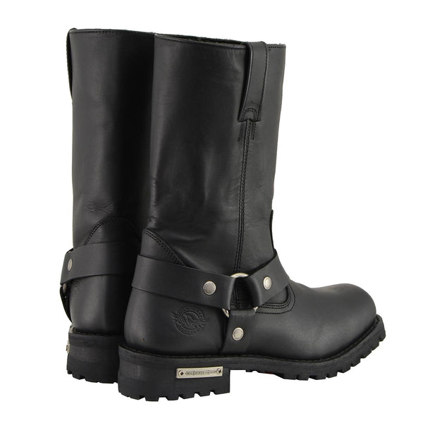 Milwaukee Leather Men’s Classic Harness 11-Inch Motorcycle Boots – Premium Cowhide, Wide-Width Sizes MBM131W