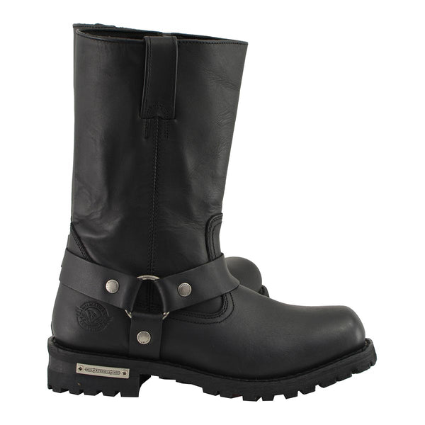 Milwaukee Leather Men’s Classic Harness 11-Inch Motorcycle Boots – Premium Cowhide, Wide-Width Sizes MBM131W
