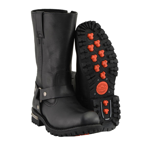 Milwaukee Leather Men’s Classic Harness 11-Inch Motorcycle Boots – Premium Cowhide, Road & Rally Ready MBM131