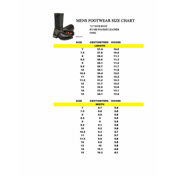 Milwaukee Leather Men’s Classic Harness 11-Inch Motorcycle Boots – Premium Cowhide, Wide-Width Sizes MBM131W