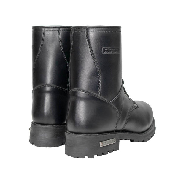 Milwaukee Leather Men's Vigilant Black Full-Grain Leather Logger Boots with Side Zipper - MBM9013