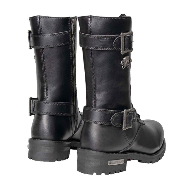 Milwaukee Leather Men's Fury Black 2.2mm Full-Grain Leather Lace-Up Boots with Side Zipper - MBM9014