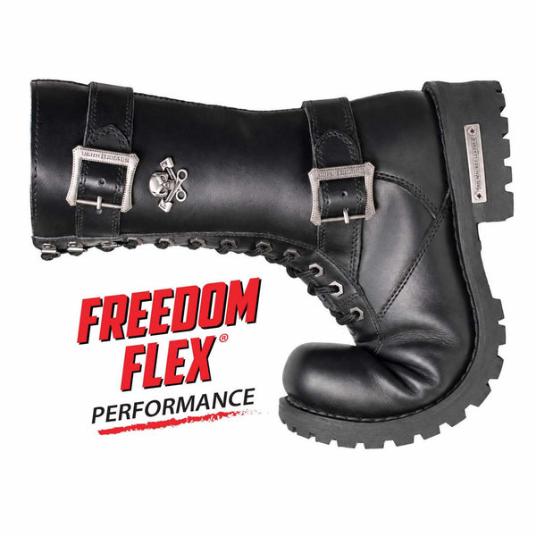 Milwaukee Leather Men's Fury Black 2.2mm Full-Grain Leather Lace-Up Boots with Side Zipper - MBM9014