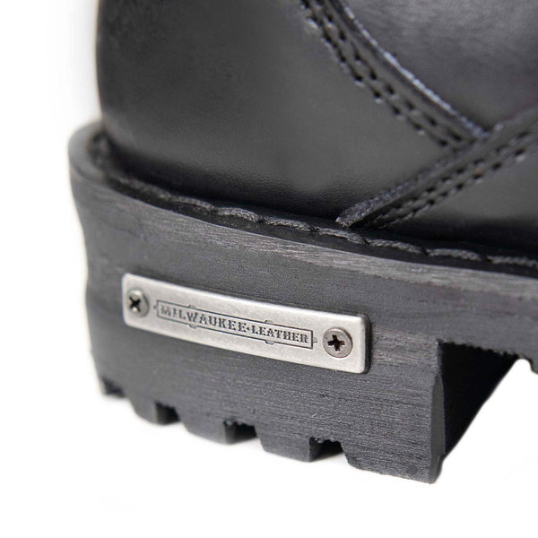 Milwaukee Leather Men's Fury Black 2.2mm Full-Grain Leather Lace-Up Boots with Side Zipper - MBM9014