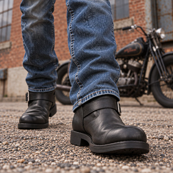 Milwaukee Leather Men's The Classic Black 2.2mm Engineer Motorcycle Boots - MBM9016