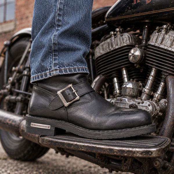 Milwaukee Leather Men's The Classic Black 2.2mm Engineer Motorcycle Boots - MBM9016