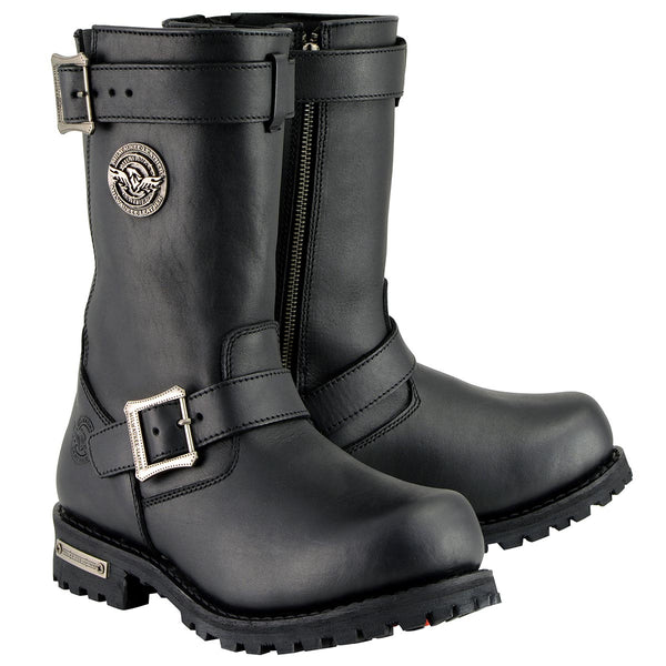 Milwaukee Leather Men's Axle Classic Black 11-Inch Engineer Motorcycle Leather Boots MBM9020