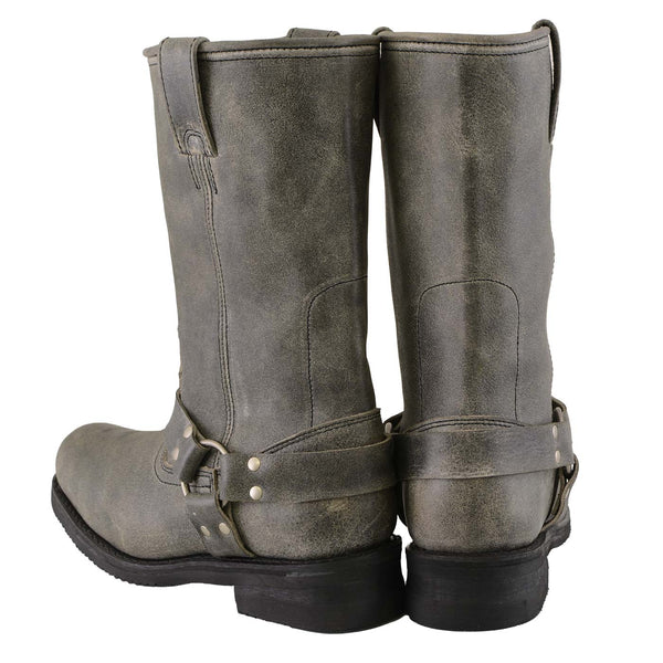 Milwaukee Leather Men's Stone Wash Grey Harness Motorcycle Boots, MBM9024