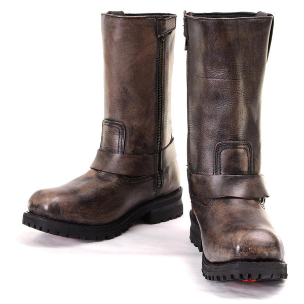 Milwaukee Leather Men's Throttle Distressed Brown Harness Motorcycle Boots, MBM9038