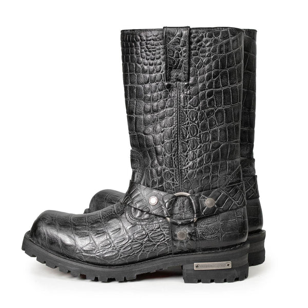 Milwaukee Leather Men's Hellscale Crocodile-Embossed Harness Motorcycle Boots - MBM9055