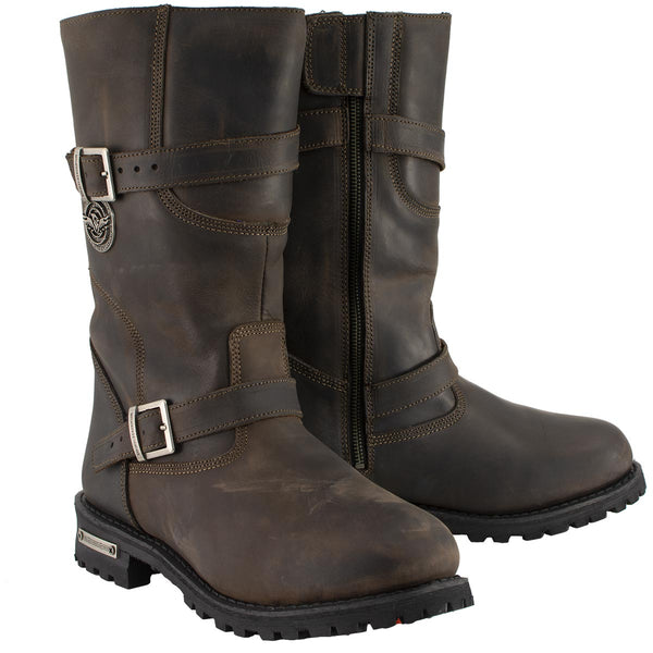 Milwaukee Leather MBM9063 Men's Classic Distressed Brown Leather Motorcycle Engineer Riding Biker Boots