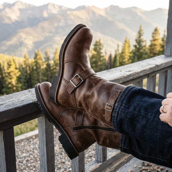 Milwaukee Leather MBM9064 Men's Antique Ridge Classic Brown Engineer Motorcycle Boots